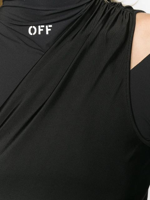 Off-White asymmetric-sleeve midi dress - Black