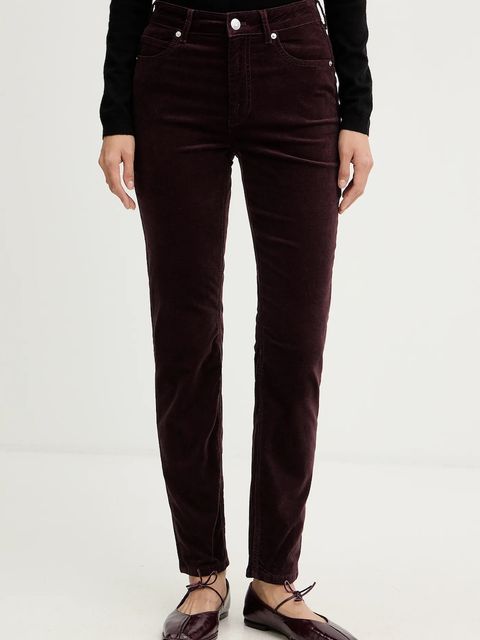 Marc O'Polo spodnie damskie kolor bordowy dopasowane high waist 511096811111 - zdjęcie produktu nr 1