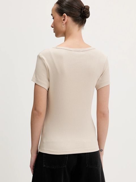 Tommy Jeans t-shirt damski kolor beżowy DW0DW17385 - zdjęcie produktu nr 2