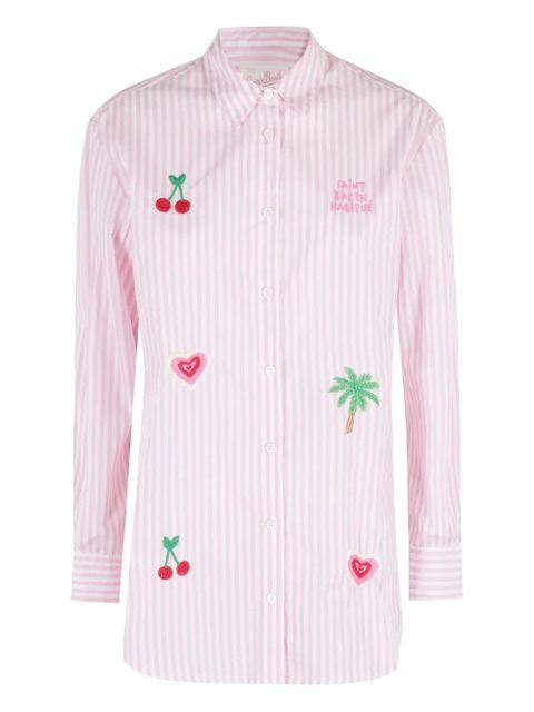 MC2 Saint Barth Brigitte embroidered striped shirt - Pink