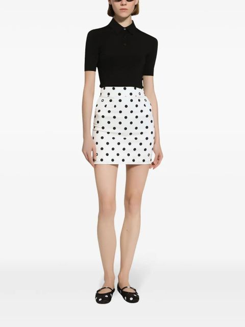 Dolce & Gabbana short-sleeve fine-knit polo shirt - Black