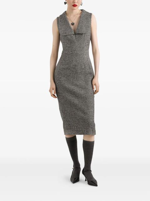 Dolce & Gabbana houndstooth sleeveless midi dress - Black