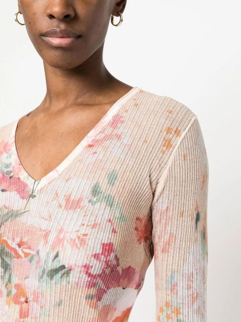 TWINSET long-sleeve ribbed blouse - Orange