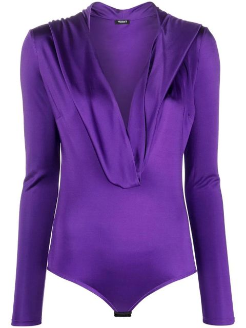 Versace hooded cowl-neck bodysuit - Purple - zdjęcie produktu nr 1