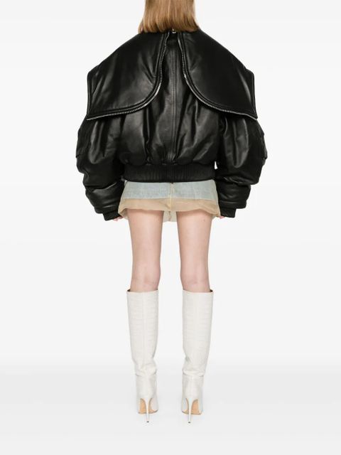 The Attico padded leather bomber jacket - Black - zdjęcie produktu nr 2