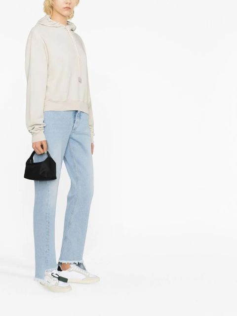 Off-White embroidered-logo cotton hoodie - Neutrals