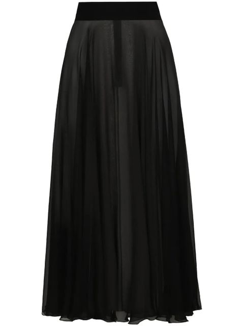 Dolce & Gabbana silk chiffon pleated midi skirt - Black - zdjęcie produktu nr 1