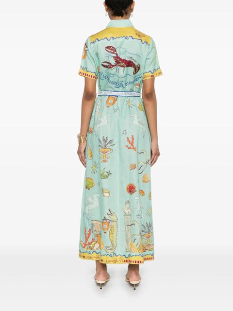 ALEMAIS Surrealist Summer shirt dress - Green