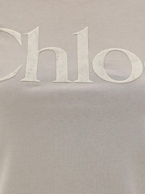 Chloé flocked-logo T-shirt - Grey