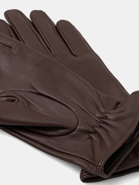 Medicine rękawiczki skórzane damskie kolor brązowy - zdjęcie produktu nr 2