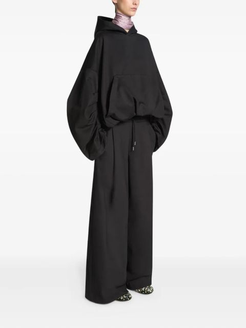 DRIES VAN NOTEN draped balloon-sleeve hoodie - Black