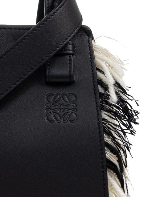 LOEWE x Albers Compact Hammock fringed leather tote bag - Black