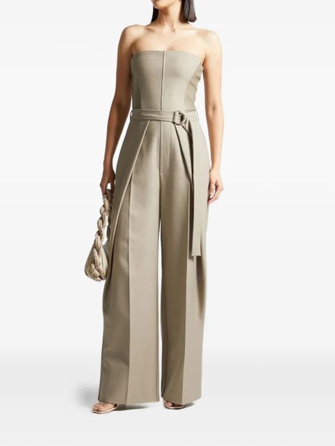 Manière De Voir Sabine pleated belted jumpsuit - Neutrals