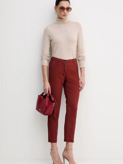 Sisley spodnie damskie kolor czerwony fason cygaretki medium waist 48M855BK7 - zdjęcie produktu nr 2