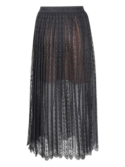 Self-Portrait lace pleated midi skirt - Black - zdjęcie produktu nr 2