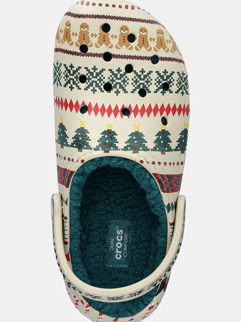 Crocs kapcie Classic Lined Fair Isle Clog kolor beżowy 212050
