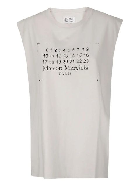 Maison Margiela number-print cotton tank top - Neutrals - zdjęcie produktu nr 1