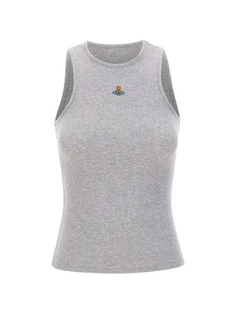 Vivienne Westwood embroidered-logo ribbed top - Grey - zdjęcie produktu nr 1