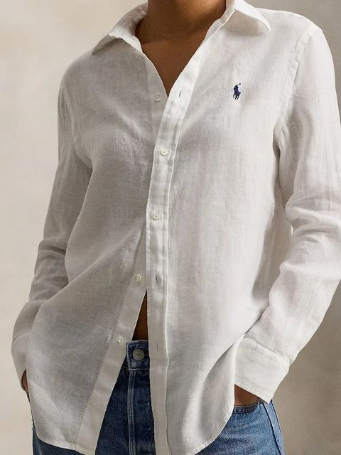 Polo Ralph Lauren koszula lniana kolor biały relaxed z kołnierzykiem klasycznym 211970730 - zdjęcie produktu nr 2