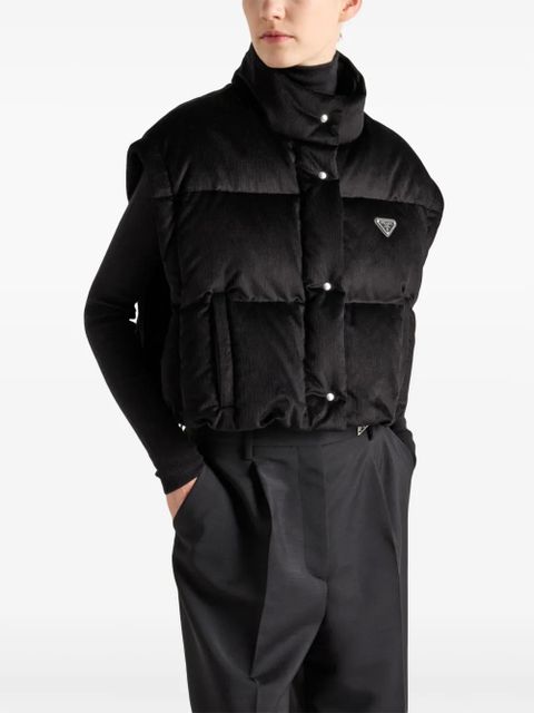 Prada convertible cropped puffer jacket - Black