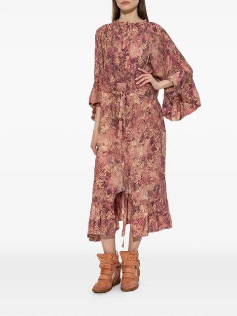 ISABEL MARANT graphic-print ruffled dress - Pink