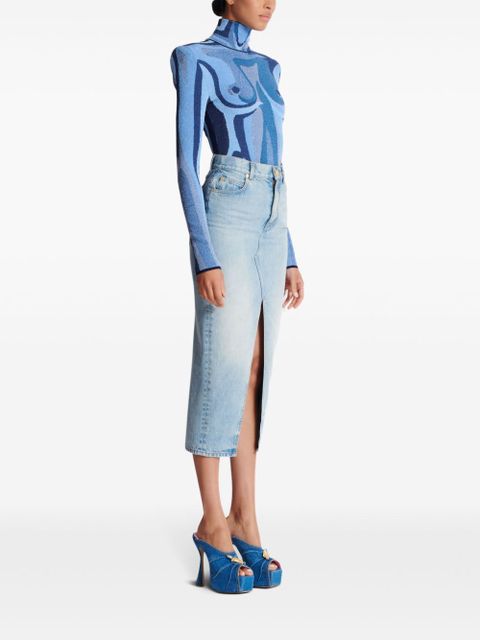 Balmain denim midi skirt - Blue