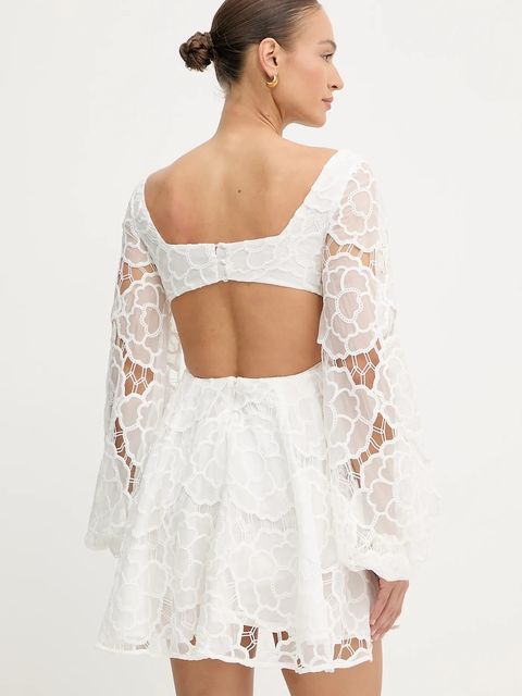 Bardot sukienka bawełniana kolor biały mini rozkloszowana 59858DB1