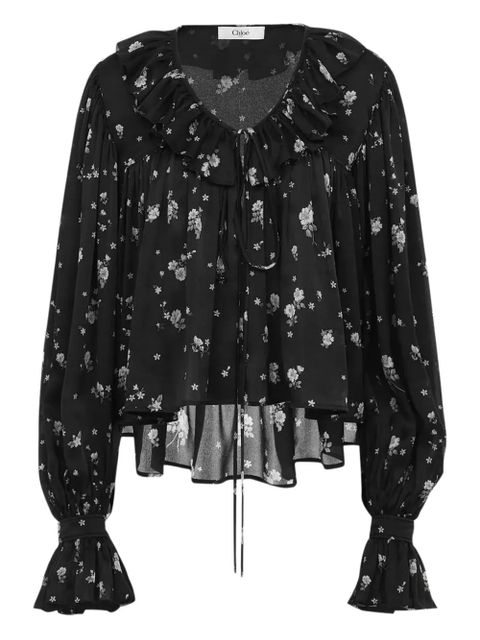 Chloé ruffled floral print blouse - Black - zdjęcie produktu nr 1