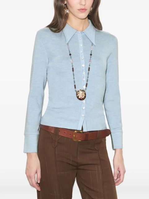 Tory Burch silk polo cardigan - Blue