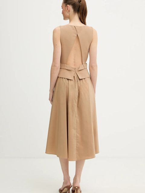 Karl Lagerfeld sukienka kolor beżowy midi rozkloszowana B1W13023 - zdjęcie produktu nr 2