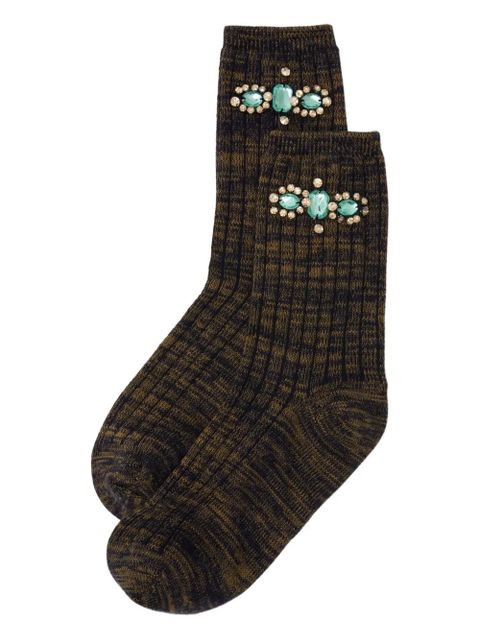 PINKO jewel-embellished ribbed socks - Grey - zdjęcie produktu nr 1