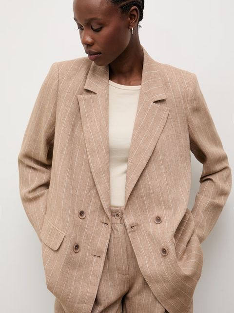 Answear.LAB marynarka dwurzędowa damska z dodatkiem lnu - zdjęcie produktu nr 1