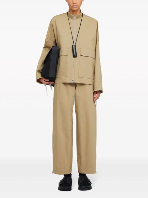 Jil Sander logo-appliqué cotton jacket - Brown