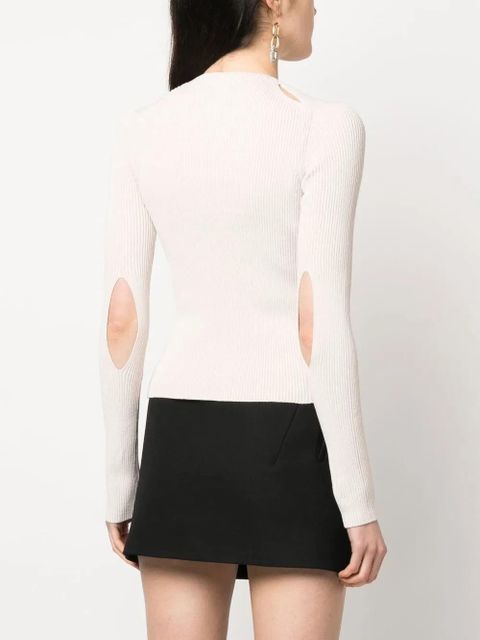 FENDI ribbed-knit cotton-blend cardigan - Neutrals