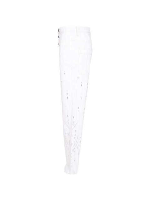 ISABEL MARANT broderie anglaise frayed trousers - White