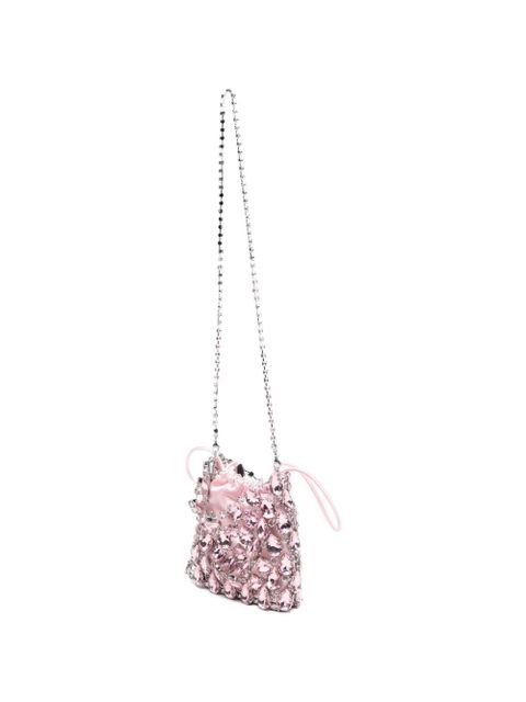 Self-Portrait mini crystal-embellished shoulder bag - Silver