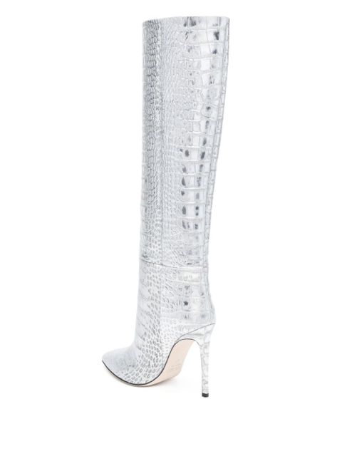 Paris Texas croc-effect knee-high boots - Silver