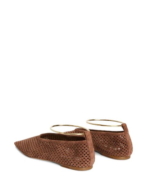 Jil Sander perforated-design pointed-toe ballerina - Brown