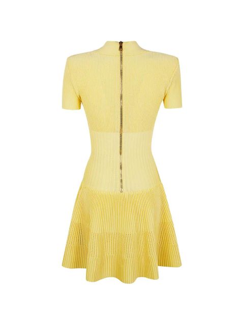 Balmain lion-button ribbed dress - Yellow - zdjęcie produktu nr 2