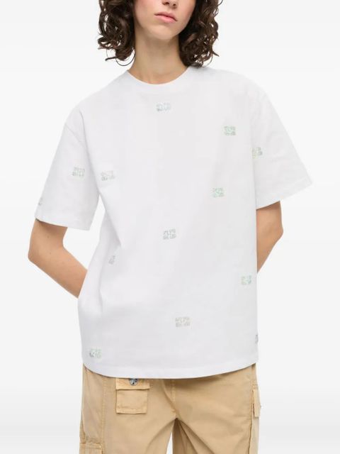 GANNI rhinestone-embellished cotton T-shirt - White