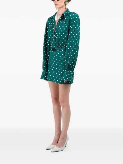 Rowen Rose polka-dots belted mini skirt - Green