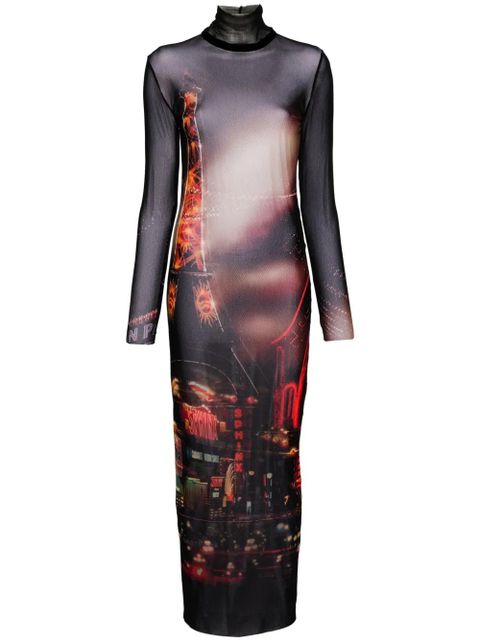 Jean Paul Gaultier Pigalle-print tulle maxi dress - Black - zdjęcie produktu nr 1