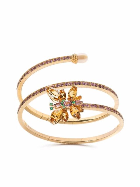 Dolce & Gabbana 18K yellow gold Butterfly citrine, amethyst and emerald bracelet - zdjęcie produktu nr 1