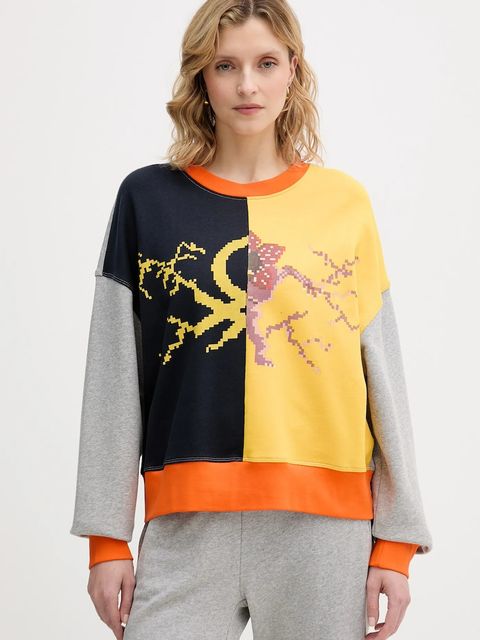 United Colors of Benetton bluza bawełniana dziecięca x Stranger Things damska kolor szary wzorzysta 33NVD10BB - zdjęcie produktu nr 1