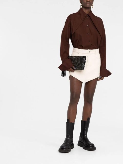 Balmain crystal-embroidered leather clutch bag - Black