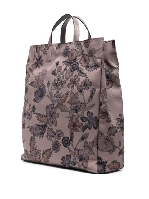 Gucci floral-print tote bag - Brown
