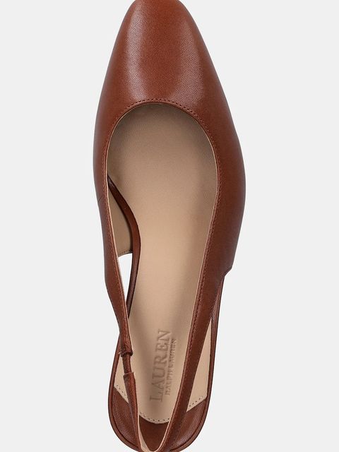 Lauren Ralph Lauren czółenka skórzane Klaire kolor brązowy na słupku z odkrytą piętą 802P00096002