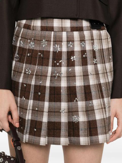Maje check-pattern belted skirt - Brown