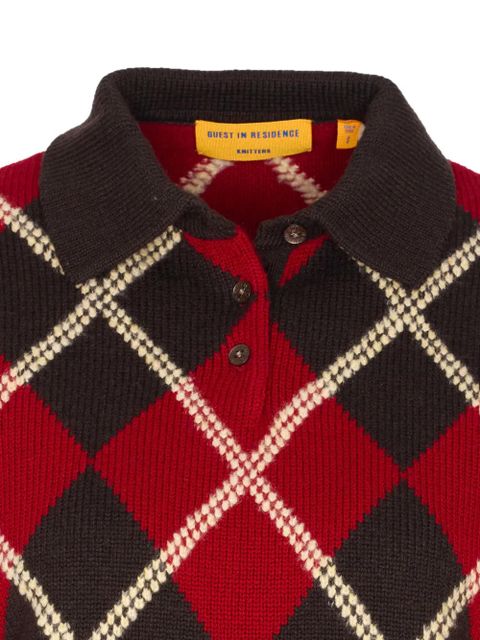 Guest In Residence diamond-pattern polo sweater - Brown
