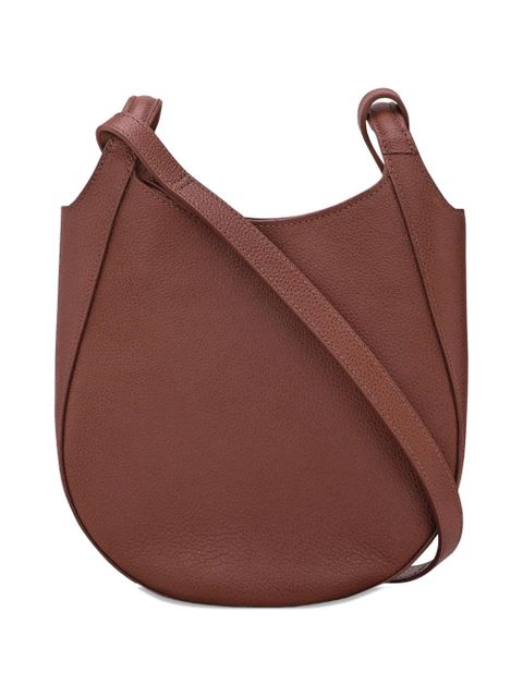 Longchamp small Le Foulonné grained-leather crossbody bag - Brown